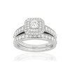 Duo alliance demi-tour solitaire or 750 blanc diamants synthétiques 1 ct 9.5 mm - vue V1