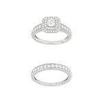 Duo alliance demi-tour solitaire or 750 blanc diamants synthétiques 1 ct 9.5 mm - vue 2
