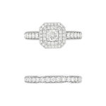 Duo alliance demi-tour solitaire or 750 blanc diamants synthétiques 1 ct 9.5 mm - vue 3