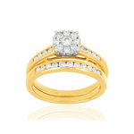 Duo alliance demi-tour solitaire or 750 2 tons diamants synthétiques 0.57 ct 9 mm - vue 1