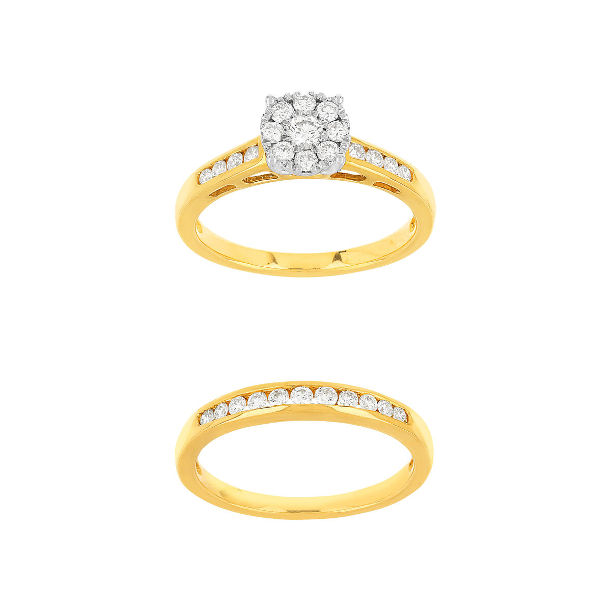 Duo alliance demi-tour solitaire or 750 2 tons diamants synthétiques 0.57 ct 9 mm - vue 2