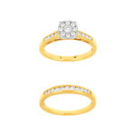 Duo alliance demi-tour solitaire or 750 2 tons diamants synthétiques 0.57 ct 9 mm - vue 2