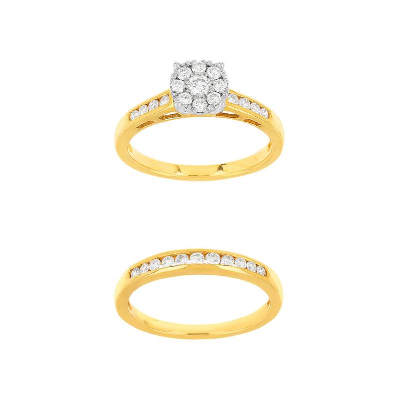 Duo alliance demi-tour solitaire or 750 2 tons diamants synthétiques 0.57 ct 9 mm - vue 2