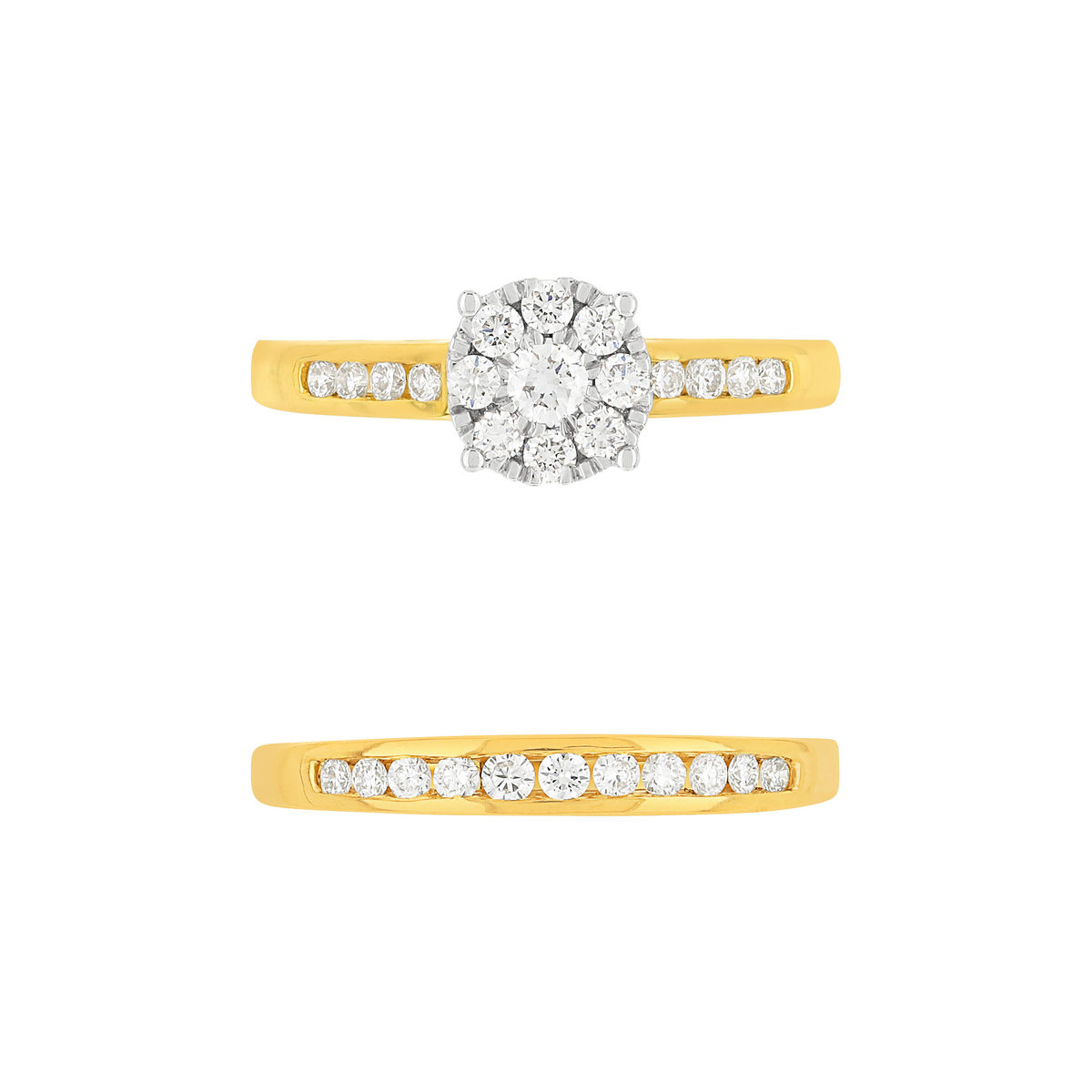 Duo alliance demi-tour solitaire or 750 2 tons diamants synthétiques 0.57 ct 9 mm - vue 3