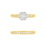 Duo alliance demi-tour solitaire or 750 2 tons diamants synthétiques 0.57 ct 9 mm - vue 3