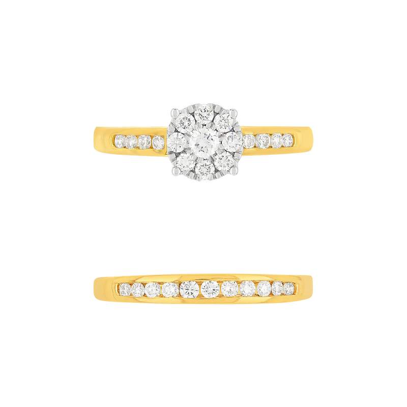 Duo alliance demi-tour solitaire or 750 2 tons diamants synthétiques 0.57 ct 9 mm - vue 3