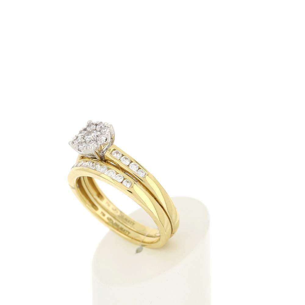 Duo alliance demi-tour solitaire or 750 2 tons diamants synthétiques 0.57 ct 9 mm - vue 4