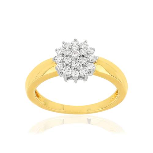 Bague or 750 2 tons diamants synthétiques 0,41 carat