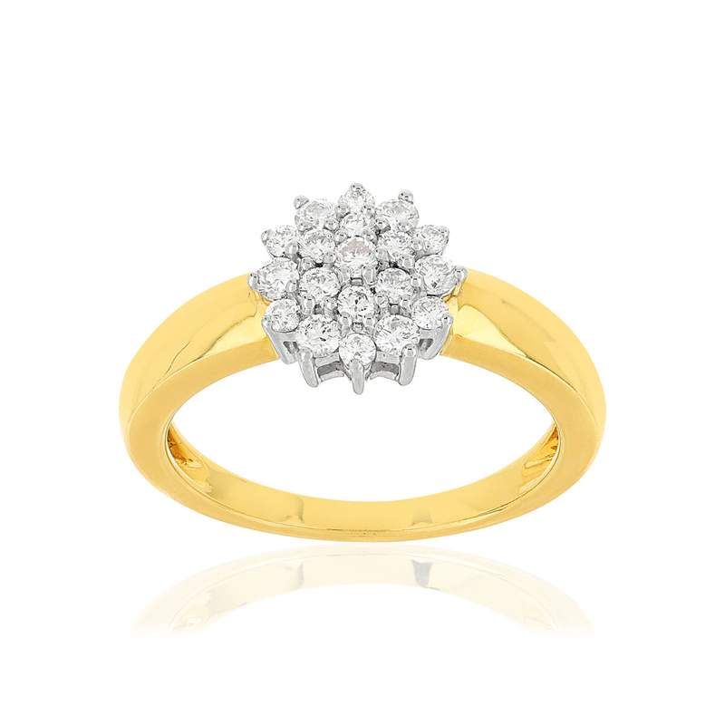 Bague or 750 2 tons diamants synthétiques 0,41 carat - vue 1