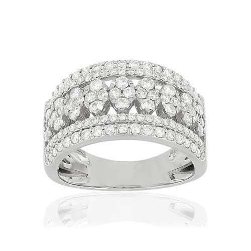 Bague or 750 blanc ajourée diamants synthétiques 1,25 carat