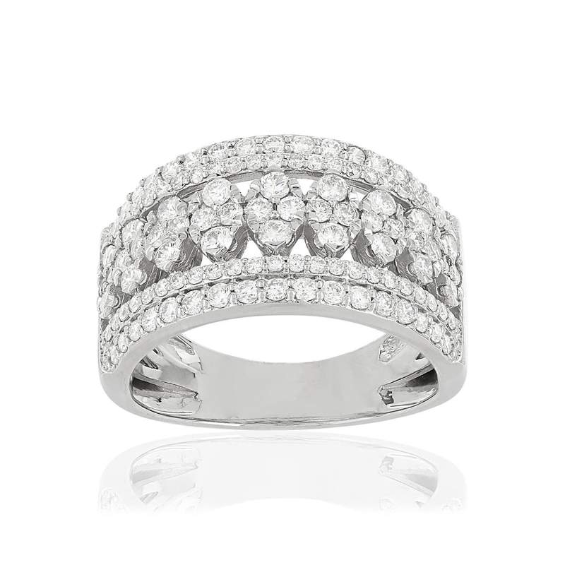 Bague or 750 blanc ajourée diamants synthétiques 1,25 carat - vue 1