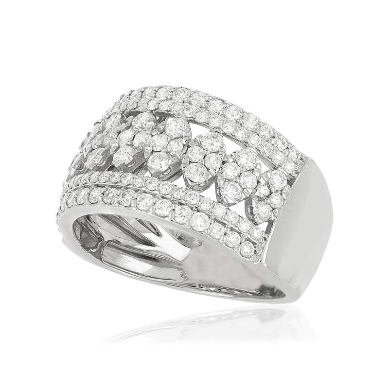 Bague or 750 blanc ajourée diamants synthétiques 1,25 carat - vue D1