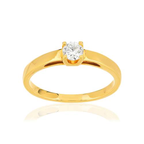 Solitaire or 750 jaune diamant synthétique 0,25 carat