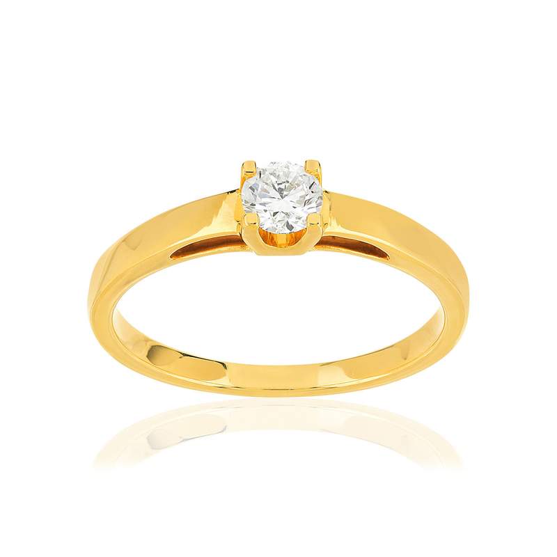 Solitaire or 750 jaune diamant synthétique 0,25 carat - vue 1