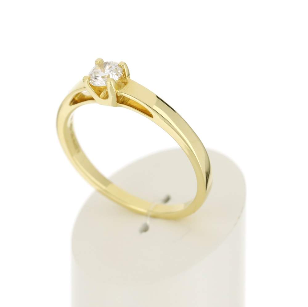 Solitaire or 750 jaune diamant synthétique 0,25 carat - vue 3