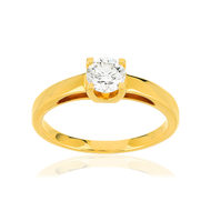 Solitaire or jaune 750 diamant synthétique 0,5 carat