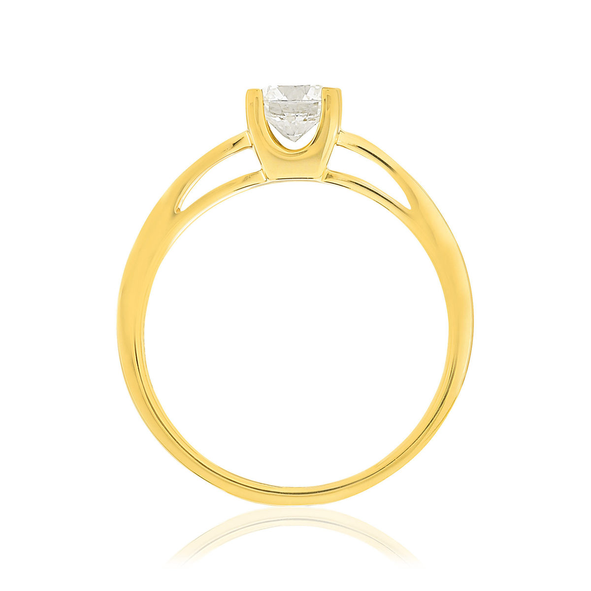 Solitaire or jaune 750 diamant synthétique 0,5 carat - vue 2