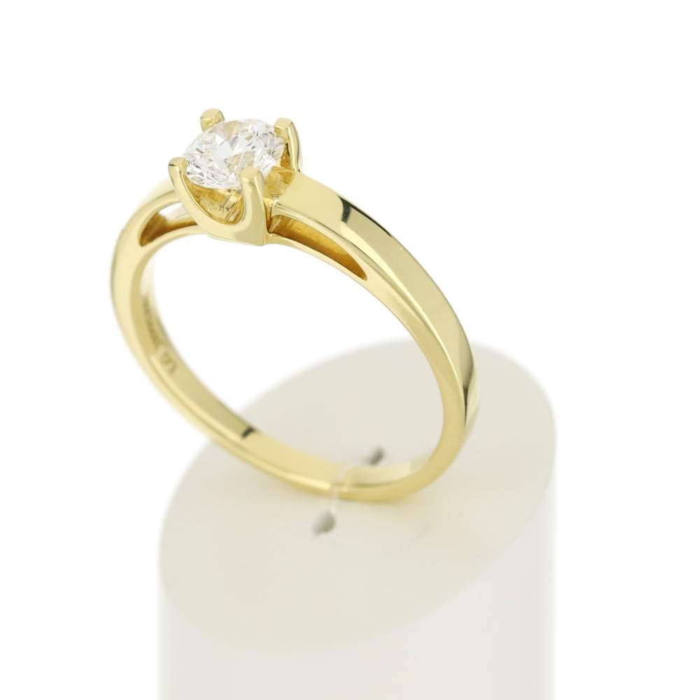 Solitaire or jaune 750 diamant synthétique 0,5 carat - vue 3