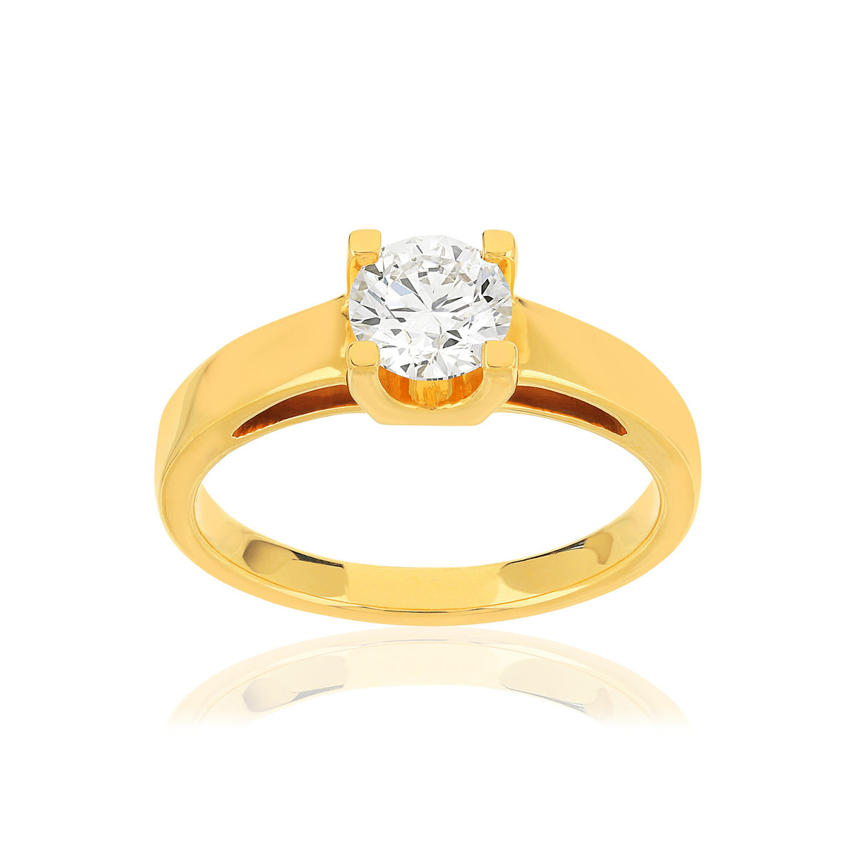 Solitaire or jaune 750 diamant synthétique 0.75 carat