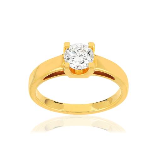 Solitaire or jaune 750 diamant synthétique 0.75 carat