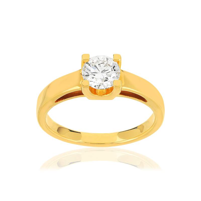Solitaire or jaune 750 diamant synthétique 0.75 carat - vue 1