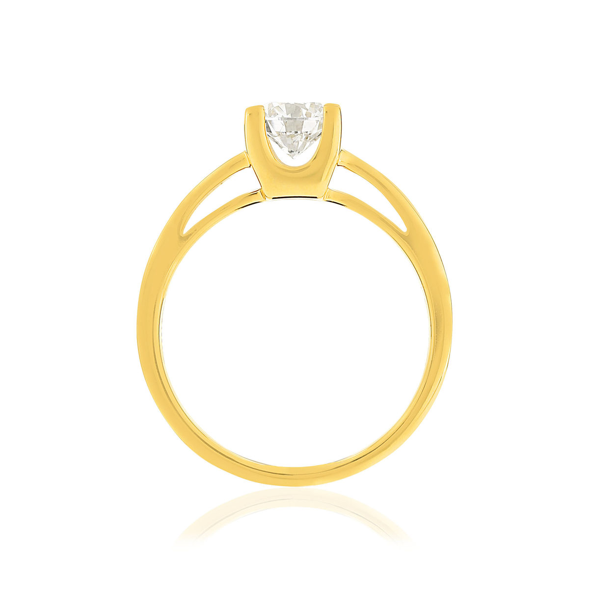 Solitaire or jaune 750 diamant synthétique 0.75 carat - vue 2