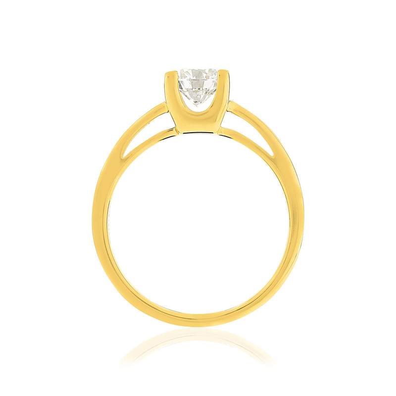 Solitaire or jaune 750 diamant synthétique 0.75 carat - vue 2