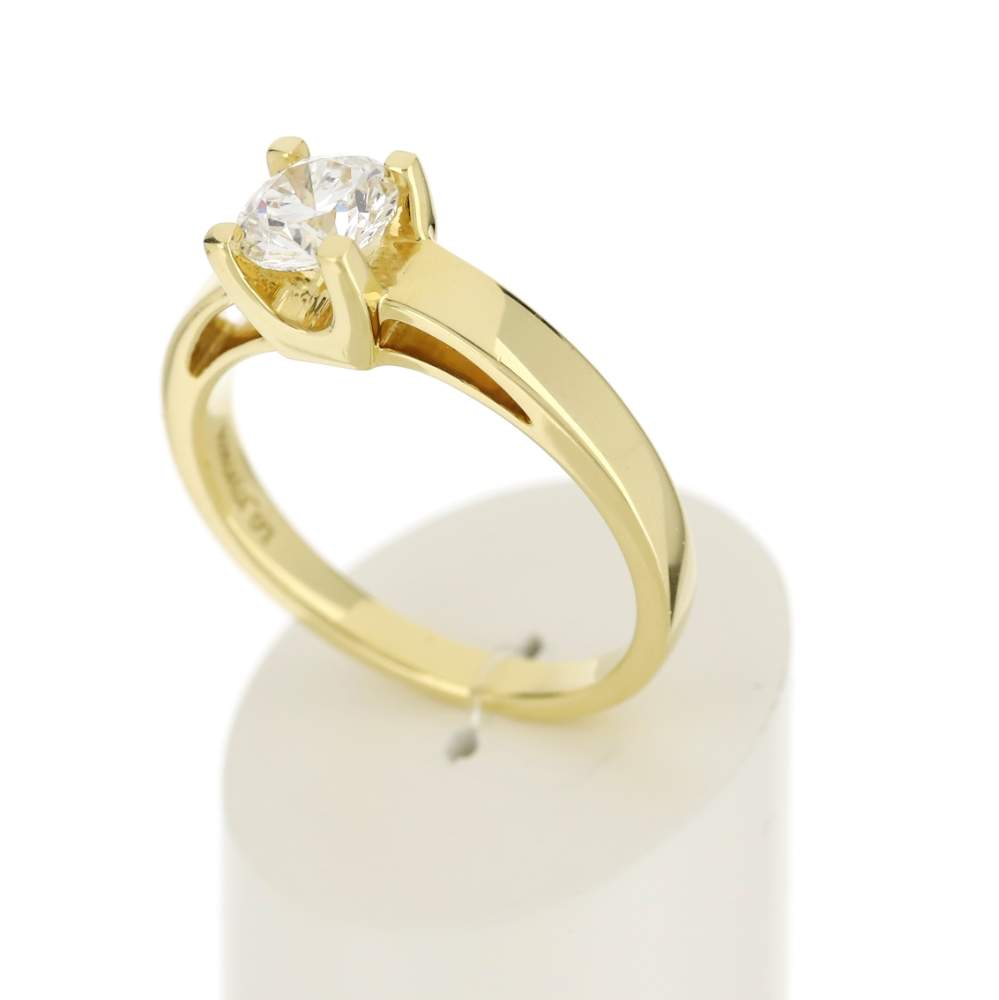 Solitaire or jaune 750 diamant synthétique 0.75 carat - vue 3