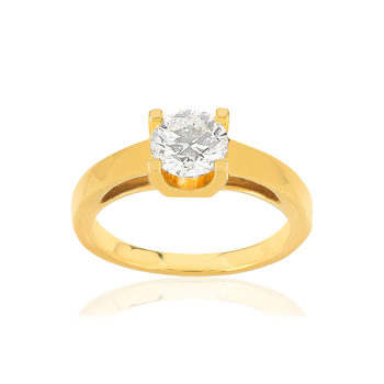Solitaire or 750 jaune diamant synthétique 1 carat