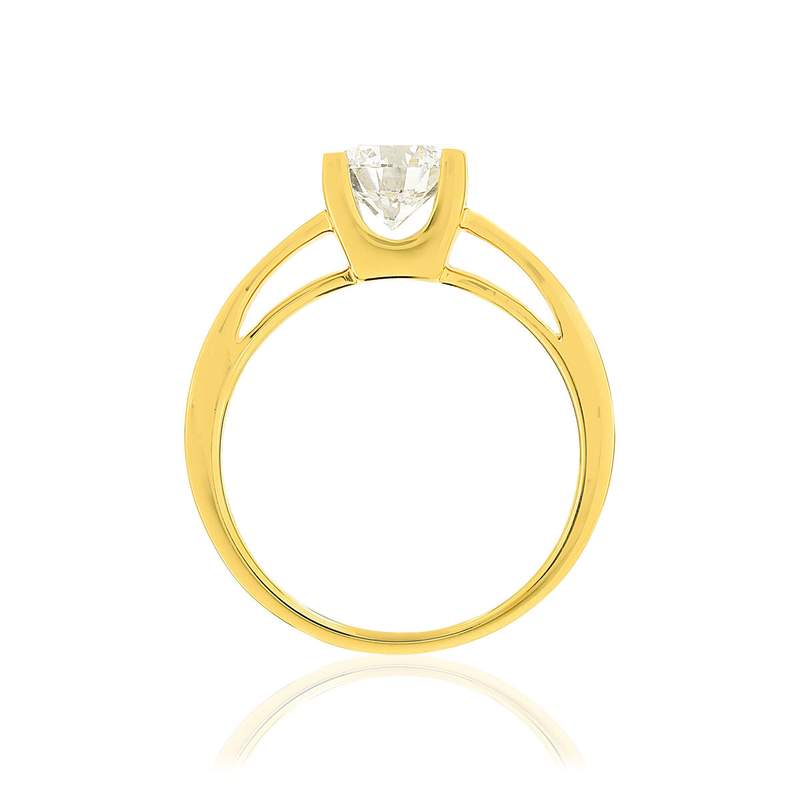 Solitaire or 750 jaune diamant synthétique 1 carat - vue 2