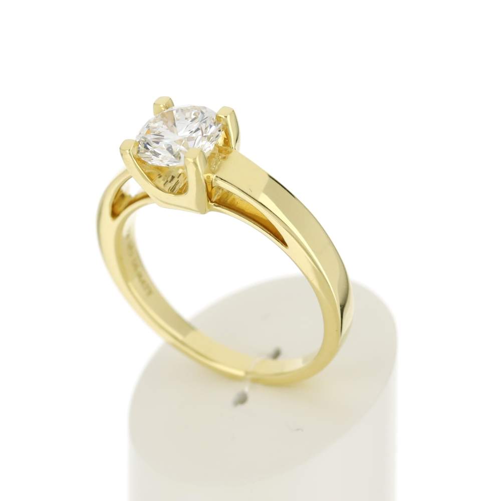 Solitaire or 750 jaune diamant synthétique 1 carat - vue 3