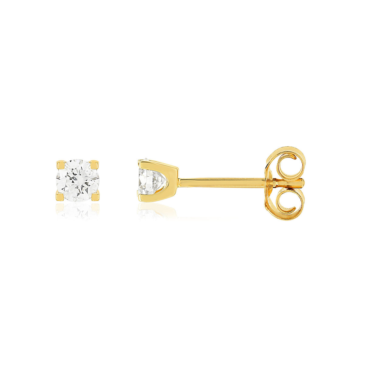 Boucles d'oreilles or jaune 750 diamants synthétiques 0.30 carat