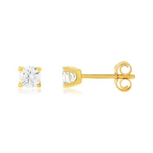 Oorbellen goud 750 geel synthetisch diamant 0,50 karaat