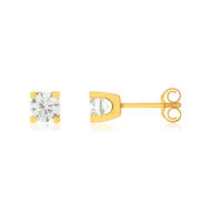 Boucles d'oreilles or jaune 750 diamants synthétiques 1 carat