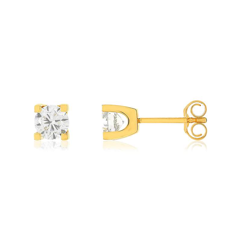 Boucles d'oreilles or jaune 750 diamants synthétiques 1 carat - vue 1