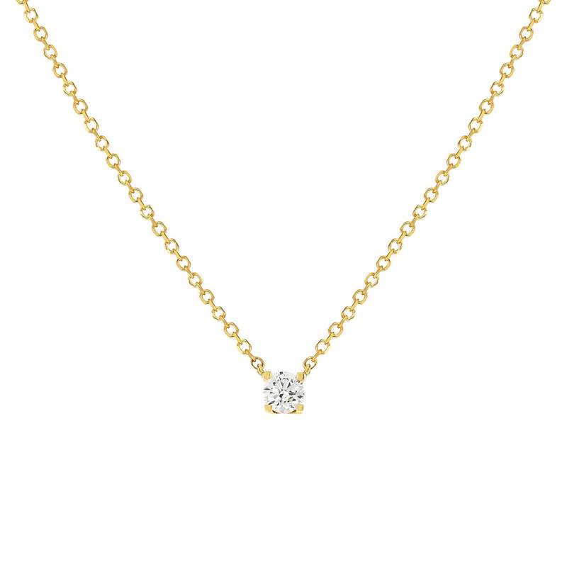 Collier or 750 jaune diamant synthétique 42 cm - vue 1