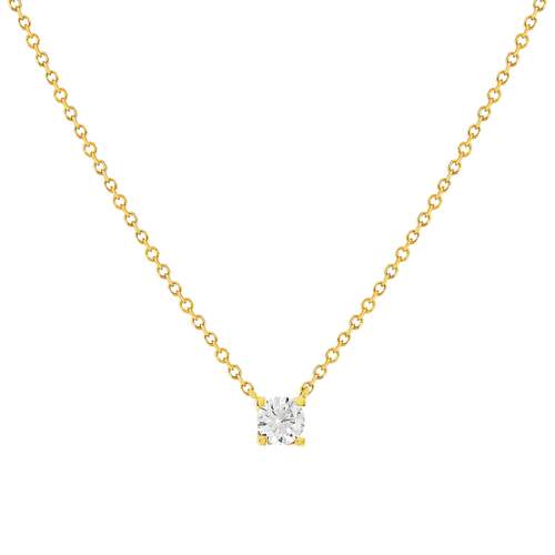 Collier or 750 jaune diamant synthétique 42 cm 0.25 carat