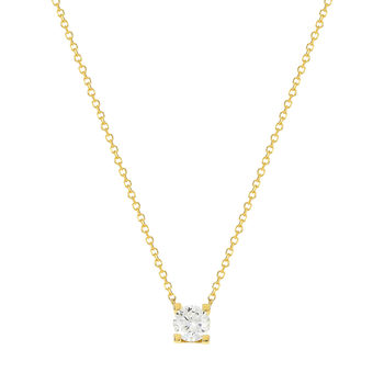 Collier or jaune 750 diamant synthétique 42 cm 0.50 carat