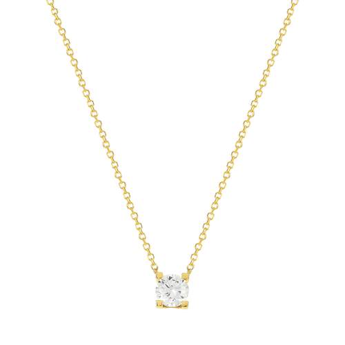 Collier or jaune 750 diamant synthétique 42 cm 0.50 carat