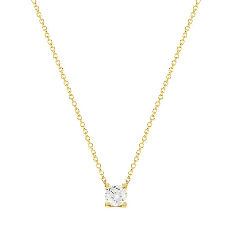 Collier or jaune 750 diamant synthétique 42 cm 0.50 carat - vue 1