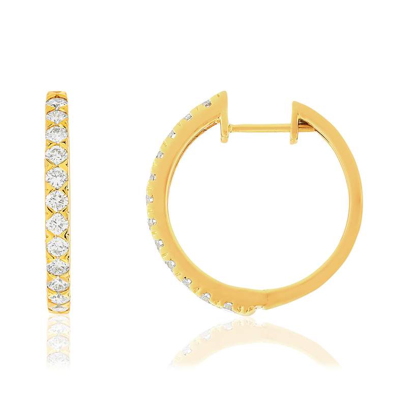 Créoles or 750 jaune diamants synthétiques 1 carat - vue 1