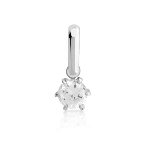Pendentif or 750 blanc diamant synthétique 0.20 ct