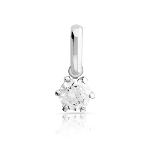 Pendentif or 750 blanc diamant synthétique 0.25 ct