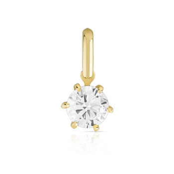 Pendentif or 750 diamant synthétique 0.50 carat