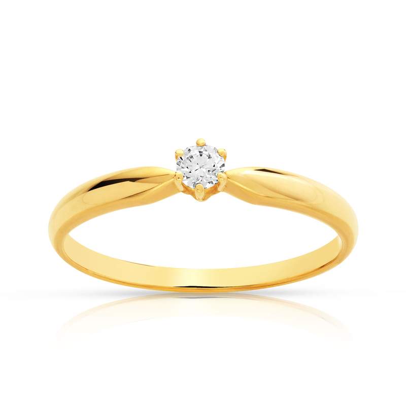 Solitaire or 750 jaune diamant synthétique 0,1 carat - vue 1