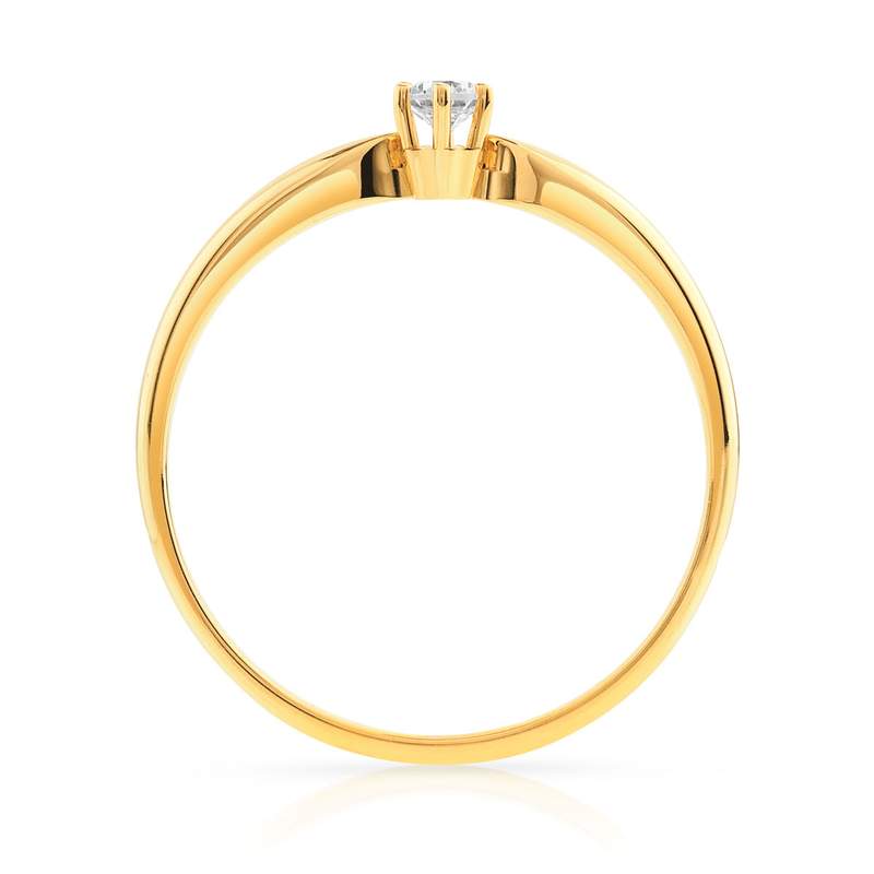 Solitaire or 750 jaune diamant synthétique 0,1 carat - vue 2
