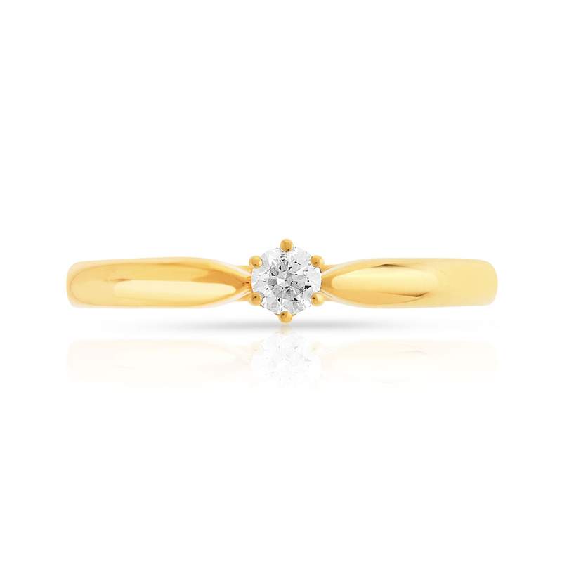 Solitaire or 750 jaune diamant synthétique 0,1 carat - vue 3