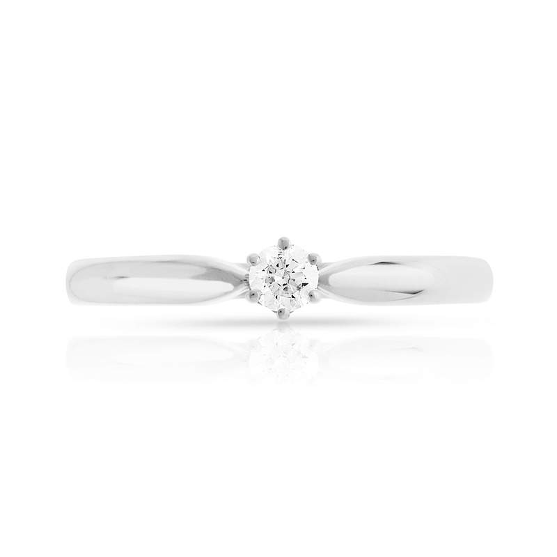 Solitaire or blanc 750 diamant synthétique 0,1 carat - vue 3