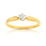 Bague solitaire or 750 diamant synthétique 0.15 carat - vue 1