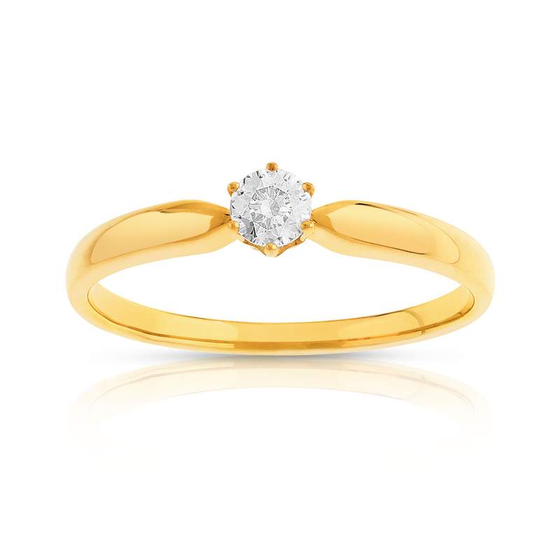 Bague solitaire or 750 diamant synthétique 0.15 carat - vue 1